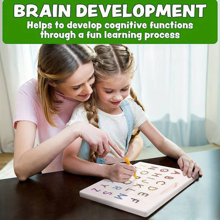 2 in 1 Double Sided Magnetic Drawing Board Alphabet Letter Tracing Board for 3+ Years Old Kid Model 2