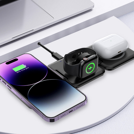 3 in 1 Wireless Charger Dock Foldable Fast Charging Station for iPhone & Android
