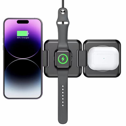 3 in 1 Wireless Charger Dock Foldable Fast Charging Station for iPhone & Android