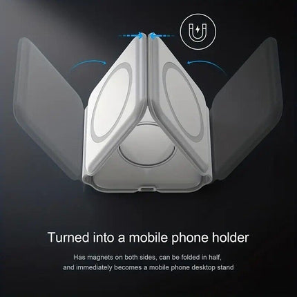 3 in 1 Wireless Charger Dock Foldable Fast Charging Station for iPhone & Android