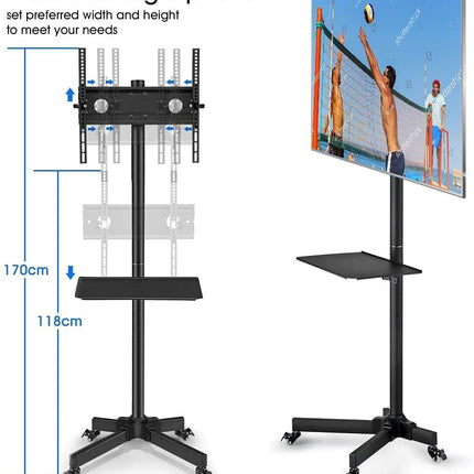 30"-60" TV Floor Stand LCD LED Screen Monitor Bracket Mount Shelf Mobile Trolley