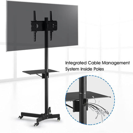 30"-60" TV Floor Stand LCD LED Screen Monitor Bracket Mount Shelf Mobile Trolley