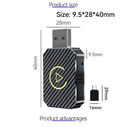 Wireless Carplay 2 in1 Android Adapter WiFi BT Auto Connect Mini USB Dongle
