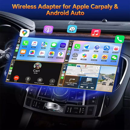 Wireless Carplay 2 in1 Android Adapter WiFi BT Auto Connect Mini USB Dongle