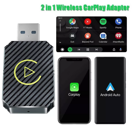 Wireless Carplay 2 in1 Android Adapter WiFi BT Auto Connect Mini USB Dongle