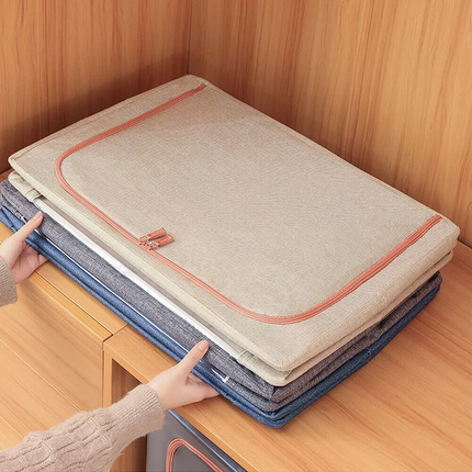 Foldable Storage Box Crushed Steel Frame Clothes Quilt Toys Organizer - Beige 100L