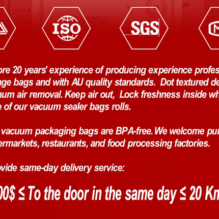 100pcs Vacuum Sealer Bags Precut Food Storage Heat Seal Cryovac Bags---7x10cm