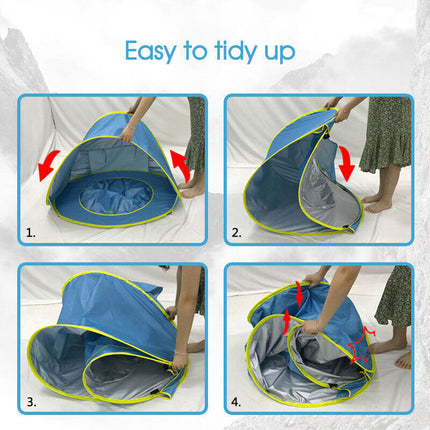 Outdoor Foldable Beach Tent Portable Sun Shade Shelter Pool for Kids Baby Toys - Blue