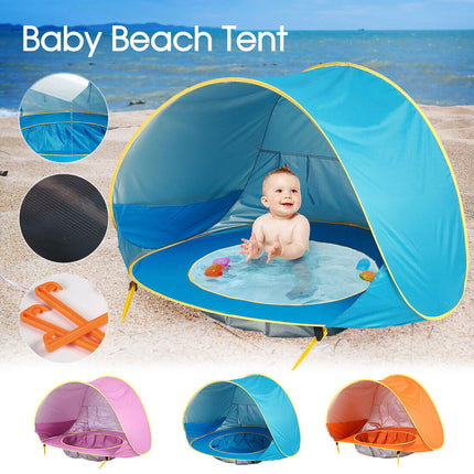 Outdoor Foldable Beach Tent Portable Sun Shade Shelter Pool for Kids Baby Toys - Blue