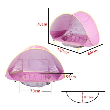 Outdoor Foldable Beach Tent Portable Sun Shade Shelter Pool for Kids Baby Toys - Pink