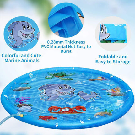 170CM Outdoor Kids Splash Sprinkler Water Play Pad Mat Inflatable Spray Pool Toy
