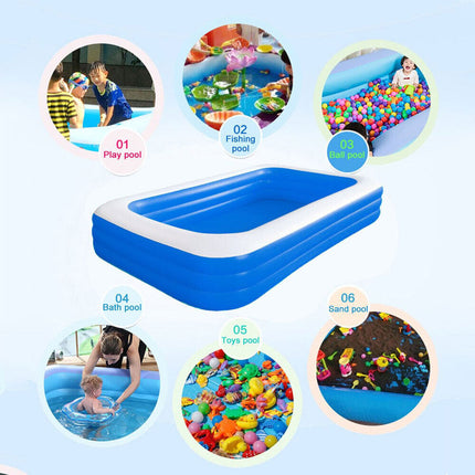 3M x1.8M 3-Layer Children Kids Adult Inflatable Swimming Pool Family Above Ground