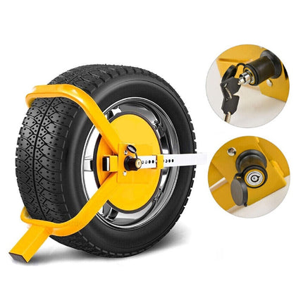 Wheel Defender Lock Clamp Car Caravan Trailer Security Keys Heavy Duty 13''-15'
