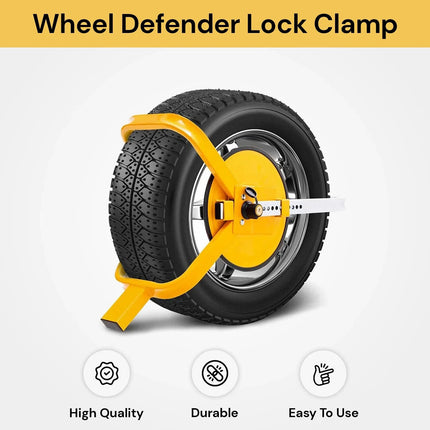 Wheel Defender Lock Clamp Car Caravan Trailer Security Keys Heavy Duty 13''-15'