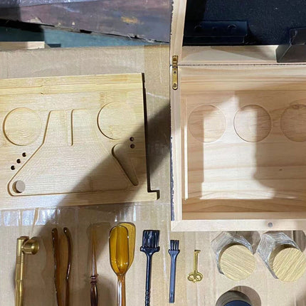 Wooden Storage Chest with Movable Tray Wood Locking Stash Box Rolling Tray Gift