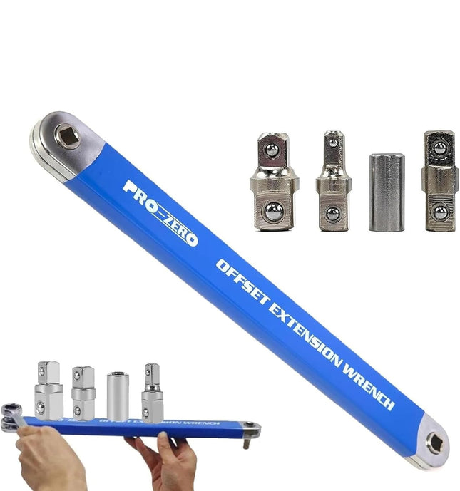 39cm Spanner Offset Extension Wrench Set Ratchet Spanner Extender with Adapters