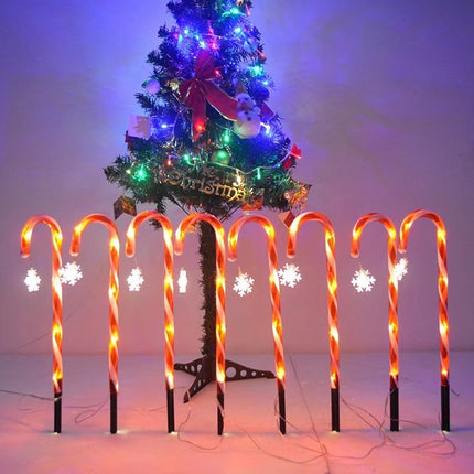 10x Candy Cane Solar Power Christmas LED Light Outdoor Christmas Decor Xmas - Snow Flick