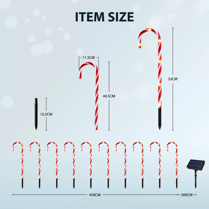 5xCandy Cane Solar Power Christmas LED Light Outdoor Christmas Decor Xmas