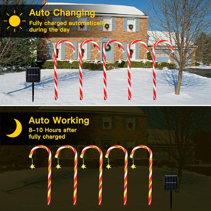 10x Candy Cane Solar Power Christmas LED Light Outdoor Christmas Decor Xmas - Star