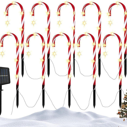 10x Candy Cane Solar LED Light  Star