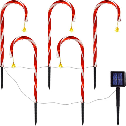 5x Candy Cane Solar Power Christmas LED Light Outdoor Christmas Decor Xmas - Star