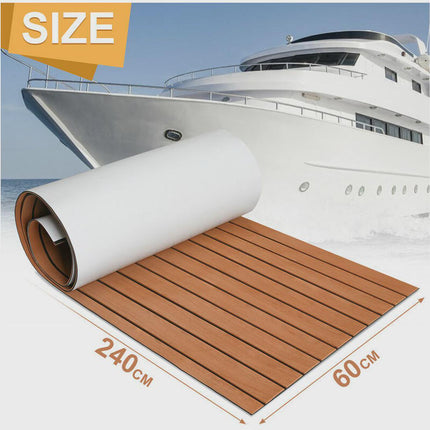 Self-Adhesive Marine Deck Flooring EVA Foam Teak Effect Brown 240x90cm