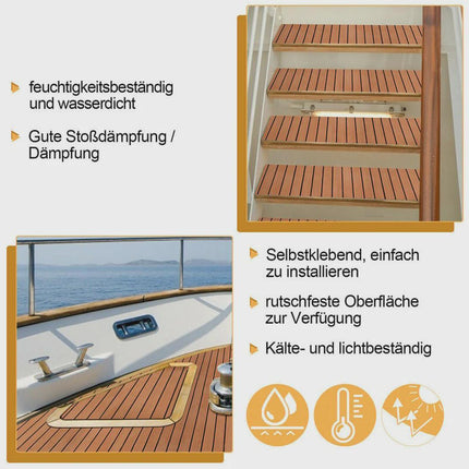 Self-Adhesive Marine Deck Flooring EVA Foam Teak Effect Brown 240x90cm