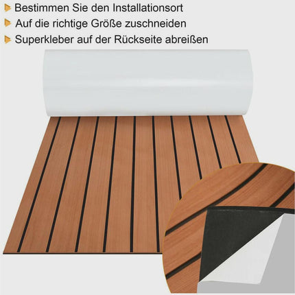 Self-Adhesive Marine Deck Flooring EVA Foam Teak Effect Brown 240x90cm