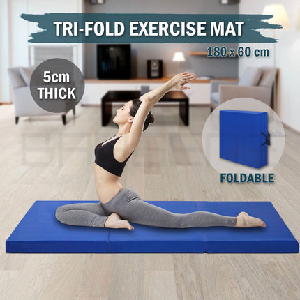 Folding Exercise Floor Mat Dance Yoga Gymnastics Training Judo Pilates Gym~Blue