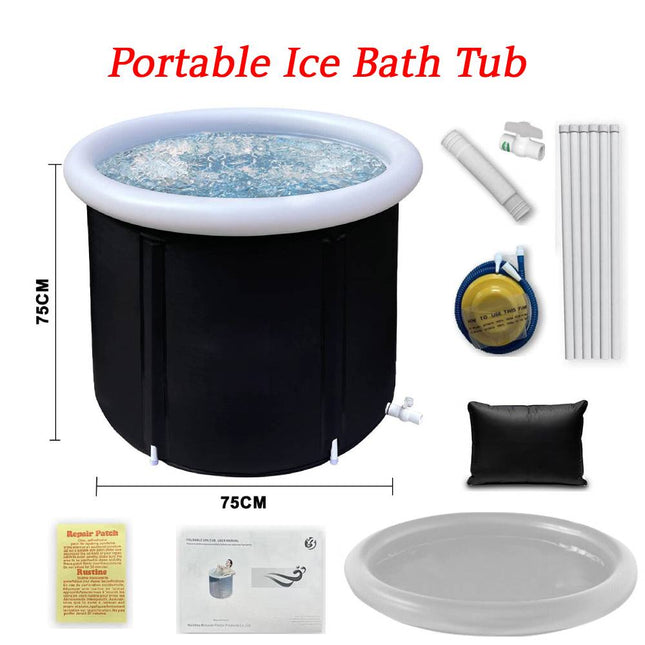 Portable Ice Bath Tub Athletes Cold Hot Water Therapy Folding Bathtub 75 x 75 cm
