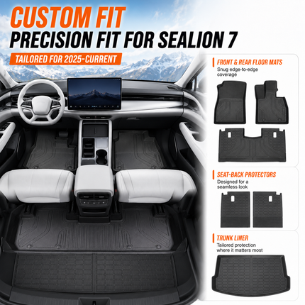 BYD Sealion 7 Floor Mats Cargo Liner Seat Back Protector TPE Custom Fit 2025+