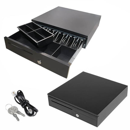 Heavy Duty Cash Drawer 5 Bill 6 Coin POS Cash Register Tray with RJ11 Interface Lockable Black