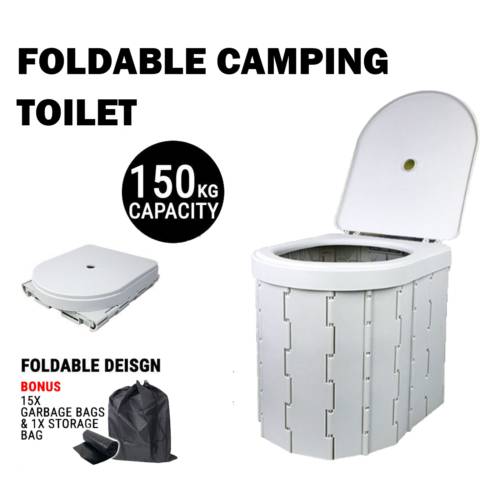 Foldable Camping Toilet W/ Lid Portable Commode Potty Bucket Seat Caravan Travel